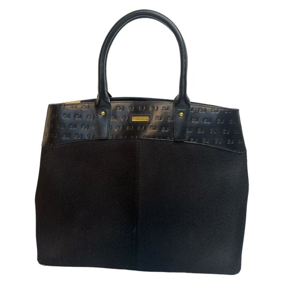 ST JOHN (Knits)  Designer Handbag Black w/ Gold Tone Hardware Details - Picture 1 of 6